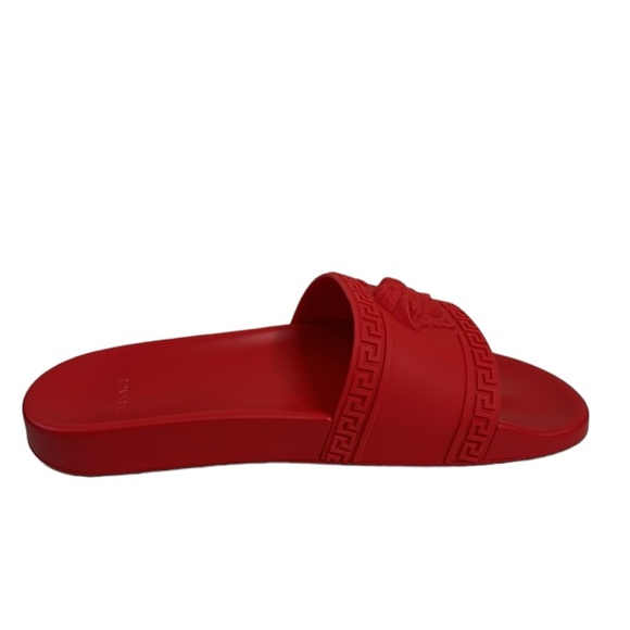 VERSACE EXCELLENT RED MEDUSA PALAZZO SLIDES SANDALS SIZE 11 / 44 MADE IN ITALY - Picture 6 of 12